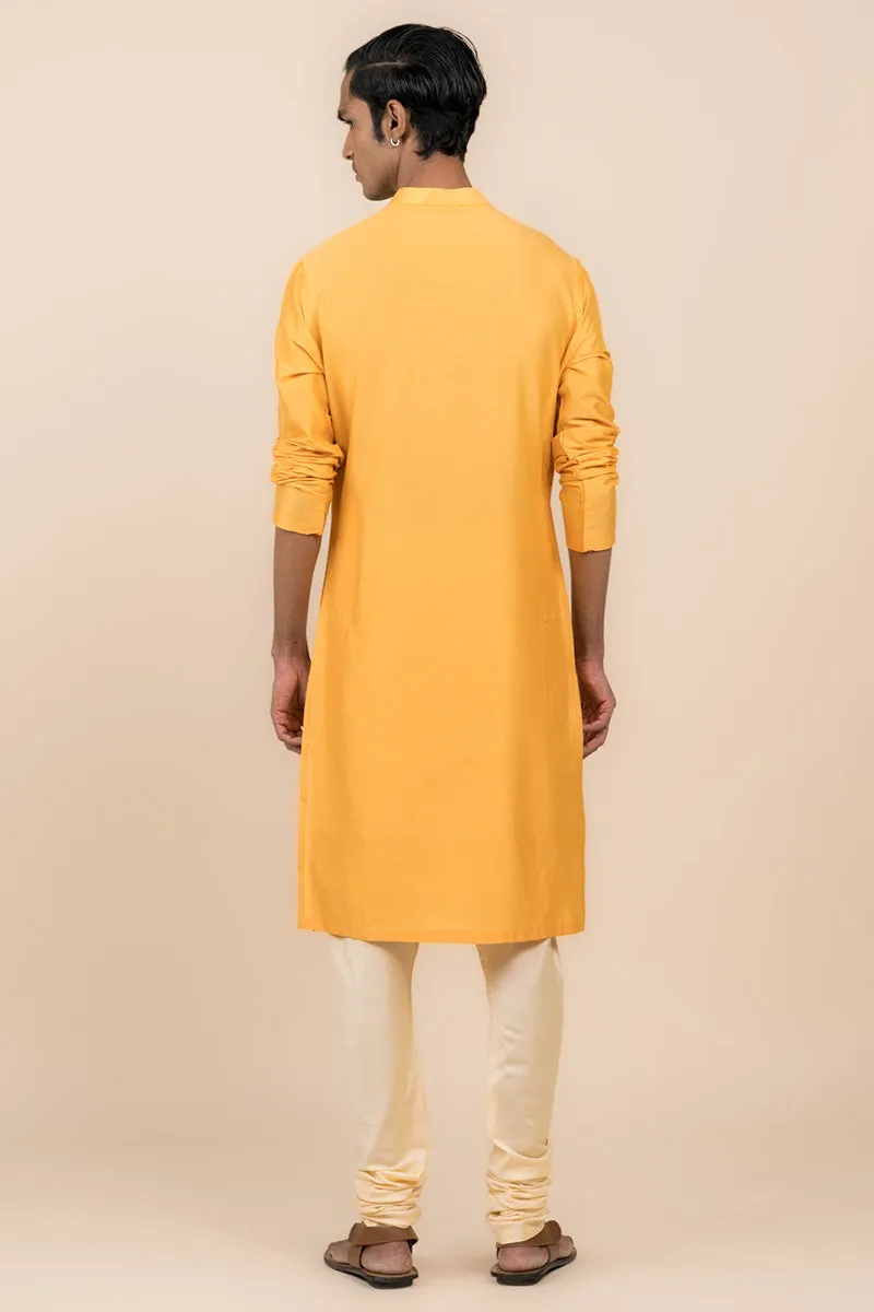 Yellow Ochre Kurta Set With Mirror Work Highlights