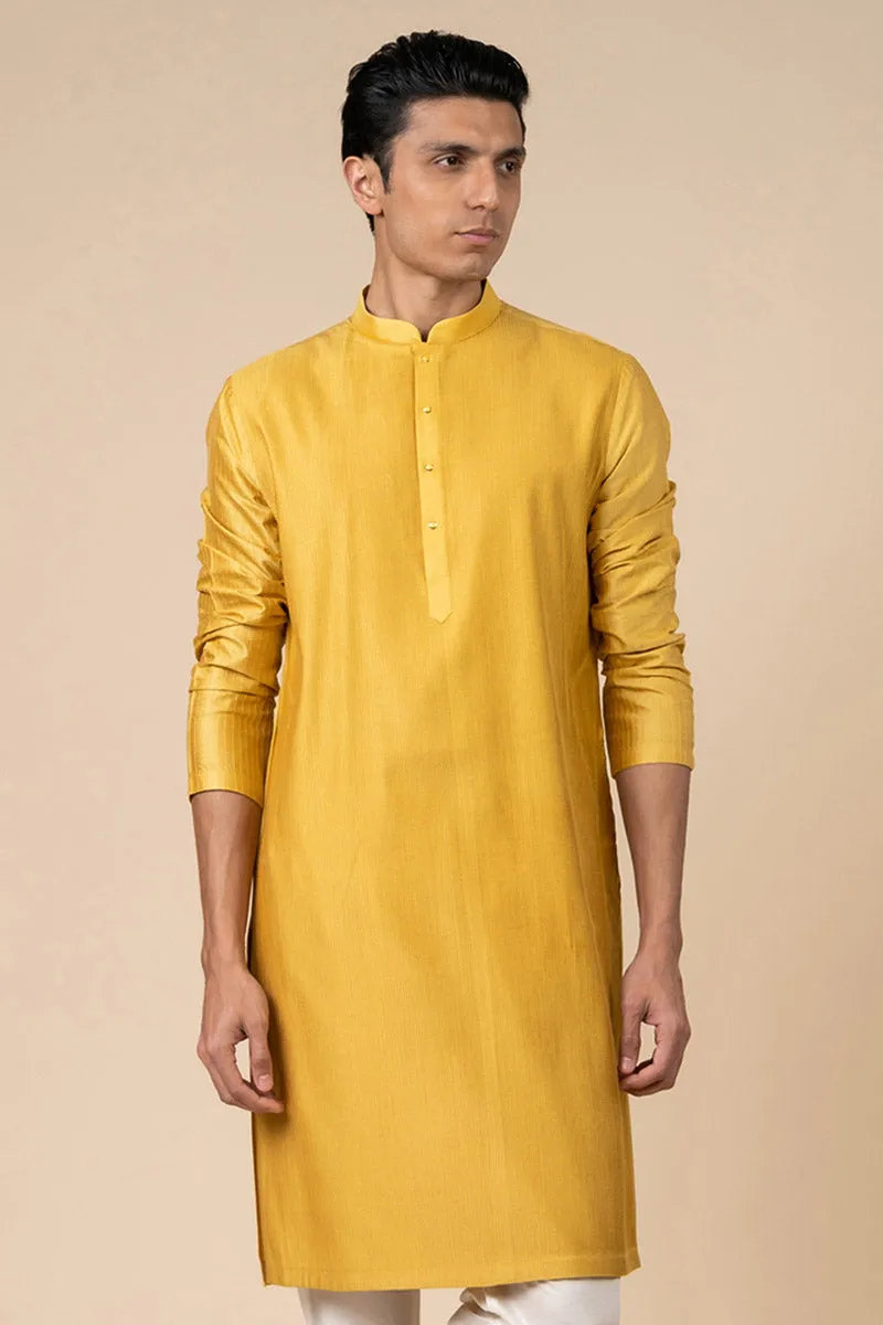 Yellow Ochre Textured Kurta Set