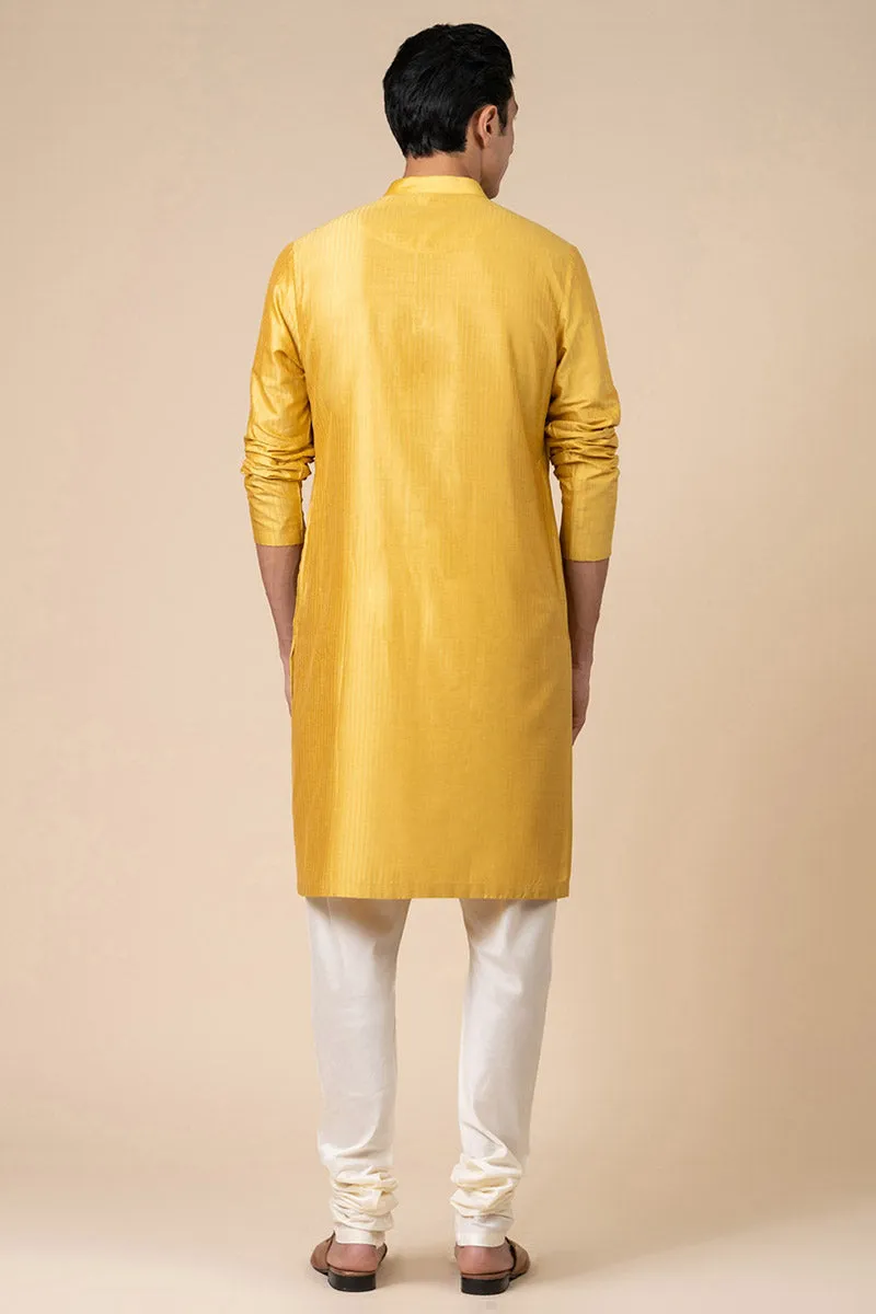 Yellow Ochre Textured Kurta Set